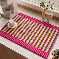 Dopamine Striped Diatomite Dish Drying Mat Super Absorbent Kitchen Countertop Drainer Pad Anti-Slip Coffee Bar Placemat Rug 40x60 cm purple