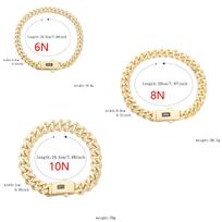 14K Monako nauja grandinėlė vyrams ir moterims, žalvaris, kubinis cirkonis, madingas Monako apyrankė vyrams ir moterims 17cm6.7 inch&10N beige