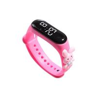 1/4pcs-Kids Cartoon Digital Watch Fashion Electronic Wristwatch with Clear Display Perfect Festival Birthday Gift pink