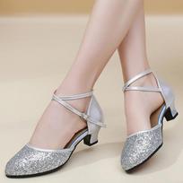 Blizgučiai Moterims Merginoms Šiuolaikinio Šokio Batai Minkštas Guminis Padukas Lotynų Tango Valso Salės Šokio Batai Kulnas 3.5cm 40 gray