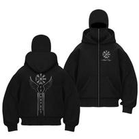 Naujas striukės-hoodie su užtrauktuku Ninja balaklava Neleiskite juodos spalvos Aukščiausios kokybės miesto gatvės drabužiai Kasdienai Formaliems renginiams Y2K XXXL black