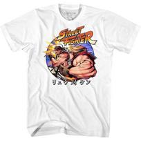 Street Fighter - Mens Ryu Vs Ken T-Shirt, X-Large, White L brown