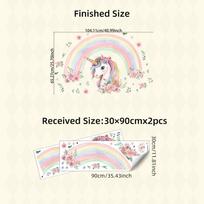 Watercolor Unicorn Rainbow Wall Stickers Removable Peel And Stick PVC Wall Decals For Nursery Bedroom Kids Room Decor