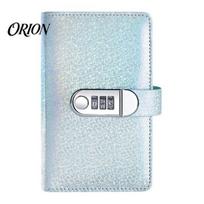 Lockable Bill Organizer A6 Cash Budget Binder with Password Lock, 100 Transparent Pockets Organizer, Personalized Budgeting Tool PU Leather mėlyna