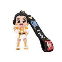Keychain Pendant Cartoon Anime Design with Metal Lobster Silicone Keychain Clasp Wrist Strap Idol Group Keychain 5 black