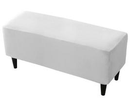 Cover For Double Bench, Footrest Pouf, Velvet, Light Gray