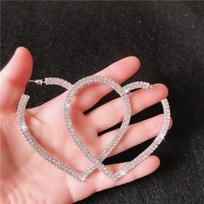 Fashion Crystal Jewelry Party Gift Drop Dangle Big Heart Hoop Earrings sidabras