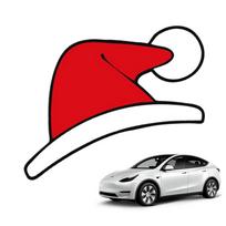 Tesla Model 3/y Kalėdinė automobilio emblemos lipdukas Šventinis lipnus vandeniui atsparus Kalėdų Senelio kepurės ragų lipdukas Šventinės prekės raudona