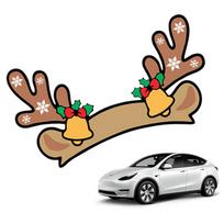 Tesla Model 3/y Kalėdinė automobilio emblemos lipdukas Šventinis lipnus vandeniui atsparus Kalėdų Senelio kepurės ragų lipdukas Šventinės prekės