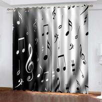 Muzikos natos Piano Juodos Blackout Langų Užuolaidos Miegamajam Svetainei Vonios Kambariui Virtuvei Durims Koridoriui Namų Kabliukas Aukštas Šėlinimas Naujas Raštas W55 X H120cm X 2&HOOK
