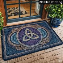Vintage Celtic Trinity Knot Rectangle Floor Rug,Mystical Norse Knotwork Print Area Carpet,Retro Ethnic Mat for Entryway,Porch 43X75CM gray