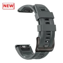 22mm 26mm Silicone Strap For Garmin Instinct 3 2X Solar Band Fenix E 8 7 7X 6X 6 Pro/Quatix 7 6 5 3/Enduro 3 2 QuickFit Bracelet 1PCS QuickFit 26mm gray