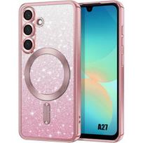 Case for Samsung Galaxy A27 5G, Soft Silicone Anti-Scratch with Magnetic Ring - Pink rožinė