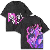 Hot Anime Dandadan Ayase Momo Takakura Ken Print T-shirt Men Women Tshirts Cotton Clothing Retro Washed T Shirt Harajuku Tops 150 purple