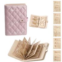 Travel jewelry notebook, PU leather ring binder, velvet jewelry pouch with zipper, 5 removable necklace storage pages Pack of 1 violetinė