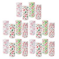 20Pcs Christmas Microfiber Cleaning Cloth Christmas Themed Print Tear-Away Reusable Paper Towel Super Absorbent Cleaning Sheets white