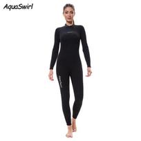 Womens 3mm Full Body Wetsuit Snorkeling Diving Surfing Warmth UV Protection Slim Fit Long Sleeve XXL black