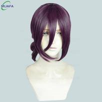 Aukštos kokybės anime Reze Cosplay perukas 45 cm violetinis karščiui atsparus sintetinis plaukas Anime Rezee perukai + peruko kepuraitė gray