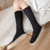 Sleeping Knitted Knee High Socks Warm Winter Stocking Comfortable Floor Plush Socks  Fall Winter black