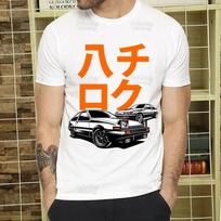 Initial D T Shirt Men Retro Washed Tops Tees Harajuku AE86 Drift Tshirt Hip Hop Male Fujiwara Tofu JDM Japanese T-shirts XL beige