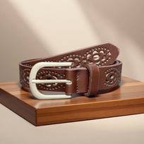 Hollow Vent Hole Pin Buckle Women's Belt with Decorative Jeans Skirt Belt Women 1 white