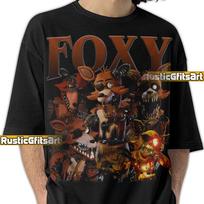 FOXY THE PIRATE Shirt, Five Nights At Freddys Custom T-Shirt, FNaF Vintage Bootleg Merch, Foxy Five Nights At Freddy's Tribute Tee Fans Gift S brown