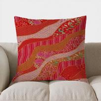 Home Decor Vibrant Red Flower-Patterned Cushion Pattern Cushion Cover Suitable For Sofa Bedroom Car Pillow Cover Peach skin 18*18(CM)-1Pcs red
