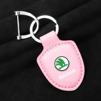 Odinė automobilio raktų pakabukas Skydo emblema Raktų pakabukas Skoda Octavia Fabia Superb Kodiaq Karoq Kamiq Rapid Yeti Roomster ydpf68 Skoda white