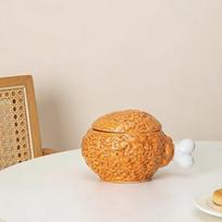 Novelty Creative Fried Chicken Leg Shaped Mug Office Personalized Ceramic Cup With Lid Funny Bar Tiki Cup Birthday Gift Mugs 101-200ml beige