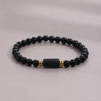 Natural Raw Stone Black Beaded Bracelet | Crystal Protection Jewelry, Vintage Style, Suitable for Men and Women black