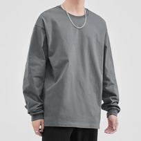 Couple T-Shirts Men Long Sleeves Tee Tops Male Autumn Plain Cotton Tshirts Men O-Neck T Shirt Undershirts Man Clothing L gray