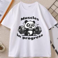 Muscular Panda Lifting Weights TShirt for WOMEN Gym Humor Panda T Shirt Funny Workout Clothes Soft Breathable Graphic Tee Tops 4XL white