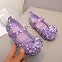 Blizgančios princesės bateliai su kalnų krištolais ir perlais – patogūs mergaitėms Size 21/13.5cm violetinė