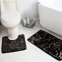 Vonios kilimėlis 3 rinkiniai Pradžia Tualeto kilimėlis Svetainė Vonios kambarys Gold Print Neslystantis kilimas Dušo kilimėlis Miegamojo spausdinimo grindų kilimėlis 3PCS