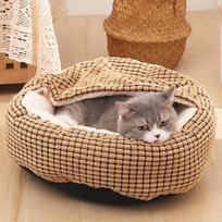 Warm and Semi Enclosed Cat Kennel, Pet Mat, Pet Supplies, Pet Bed, Calming Bed, Pet Mat, Winter Warm Sleeping Soft Basket Mat S ruda