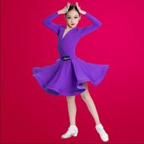 Mergaičių lotinų šokių suknelė Vaikų sportinių šokių suknelės Vaikas Salsa Rumba Cha Cha Samba Tango Viršus Sijonas Sceniniai drabužiai 130