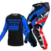 Vaikiški motokroso marškinėliai, kelnės, žali, juodi, 3, 4, 5, 6, 7, 8, 9, 10 metų, visureigių kostiumas, mėlynas, oranžinis, enduro, krosas, berniukas ir mergaitė. XXL-28 blue