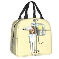 Slaugė bėdoje Gydytojas Slaugytoja Medicininiai izoliuoti pietų krepšiai mokyklai, biurui Daugkartinis terminis maisto dėžutės aušintuvas Moterims Vaikams Lunch Bag beige