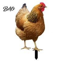 Decorative Yard Stake Realistic Acrylic Animal Stake, 2D Flat Chicken Goose Bird Garden Decoration Bunny Sign for Pathway, Patio, Lawn Outdoor Q