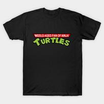 Asian Size Men Black Print T-shirt Tmnt Fans Can Be Any Age! No-Cut Heat Transfer Print Cotton Tshirt L juoda
