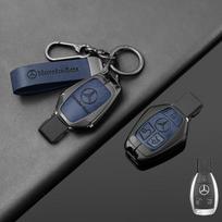 Metalinis automobilio rakto dėklas Dangtelis Raktų pakabukas Mercedes Benz C E S klasėms ML R SLK W203 W204 W211 W212 W164 W221 R171 W251 Lipdukas JUYH1 black