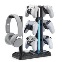 KDD Controller Stand with 9 Light Modes Headphone Rotating Headphone 6 Removable Hooks Controller Switch Multifunctional Storage Game Controller