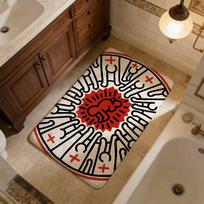 K-Keiths H-Haring Room Mats Retro Multiple Choice Living Room Kitchen Rug Non-Slip Welcome Rug 40x60cm black