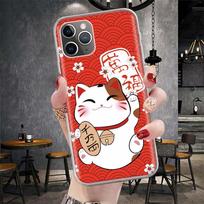 Lucky Cat Maneki Neko Japanese Soft Phone Case For IPhone 11 17 Air 16E 16 Pro Max 15 + 14 Plus 13 Mini 12 Apple 7 SE 8 Fundas C iPhone 13 Mini white