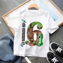 Miner Crafting Gimtadienio Skaičius Marškinėliai Vakarėlio Reikmenys Dovana Animacinis Vaikų Drabužiai Berniuko Viršutiniai Marškinėliai Vasaros Trumpomis Rankovėmis Marškinėliai 150 gray