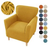 Jacquard Tub Sofa Cover Stretch Spandex Club Armchair Slipcovers Polar Fleece Elastic Single Couch Covers for Study Bar Counter yellow
