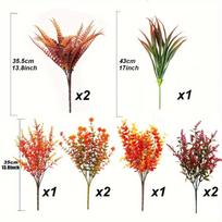 9pcs Artificial Autumn Simulation Flowers Autumn Plants Outdoor Flowers Thanksgiving Autumn Halloween Decoration Home Decoration brown