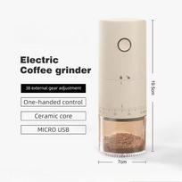 USB Įkrovimas Elektrinis Kavos Malūnėlis 1500mAh Kūginis Kavos Girnų Malūnėlis Išoriškai Reguliuojamas Pupelių Malimo Aparatas Malūnėlis beige