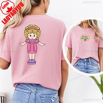 Kawaii Polly Pocket marginti marškinėliai Mieli Polly Pocket viršutiniai drabužiai Vasariniai vyriški apvalios apykaklės trumpomis rankovėmis Klasikinis raštas Animacinių filmų marškinėliai 4XL white