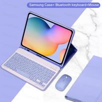 Skirtas „Samsung Galaxy Tab A8 10.5 S6 Lite 10.4 S7 S8 11“ dėklui su „Bluetooth“ klaviatūra ir pele su rašiklio anga English A8 10.5in šviesiai violetinė spalva
